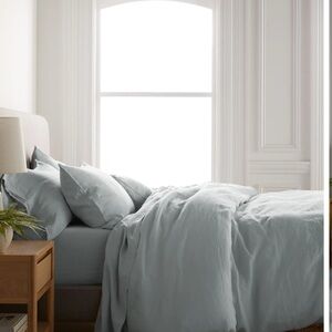 Quince Mist European Linen Duvet Cover Set for King/Cal King NWT